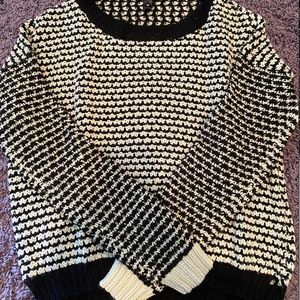 Aqua Black & White Knit Crewneck Sweater